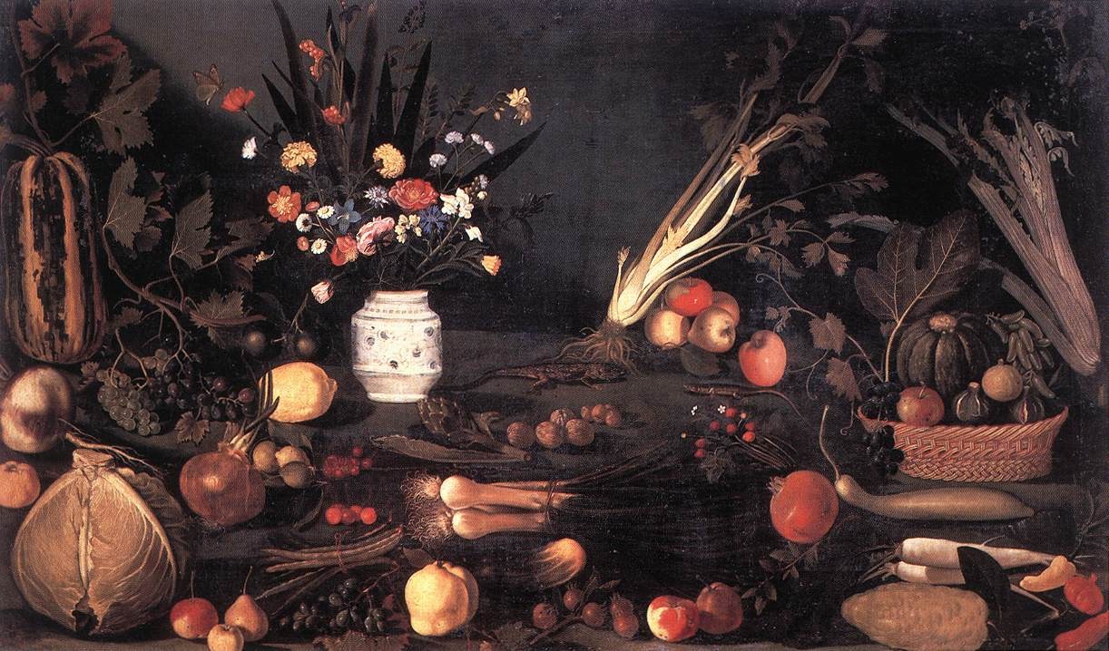 Caravaggio Still Life with Flowers and Fruit